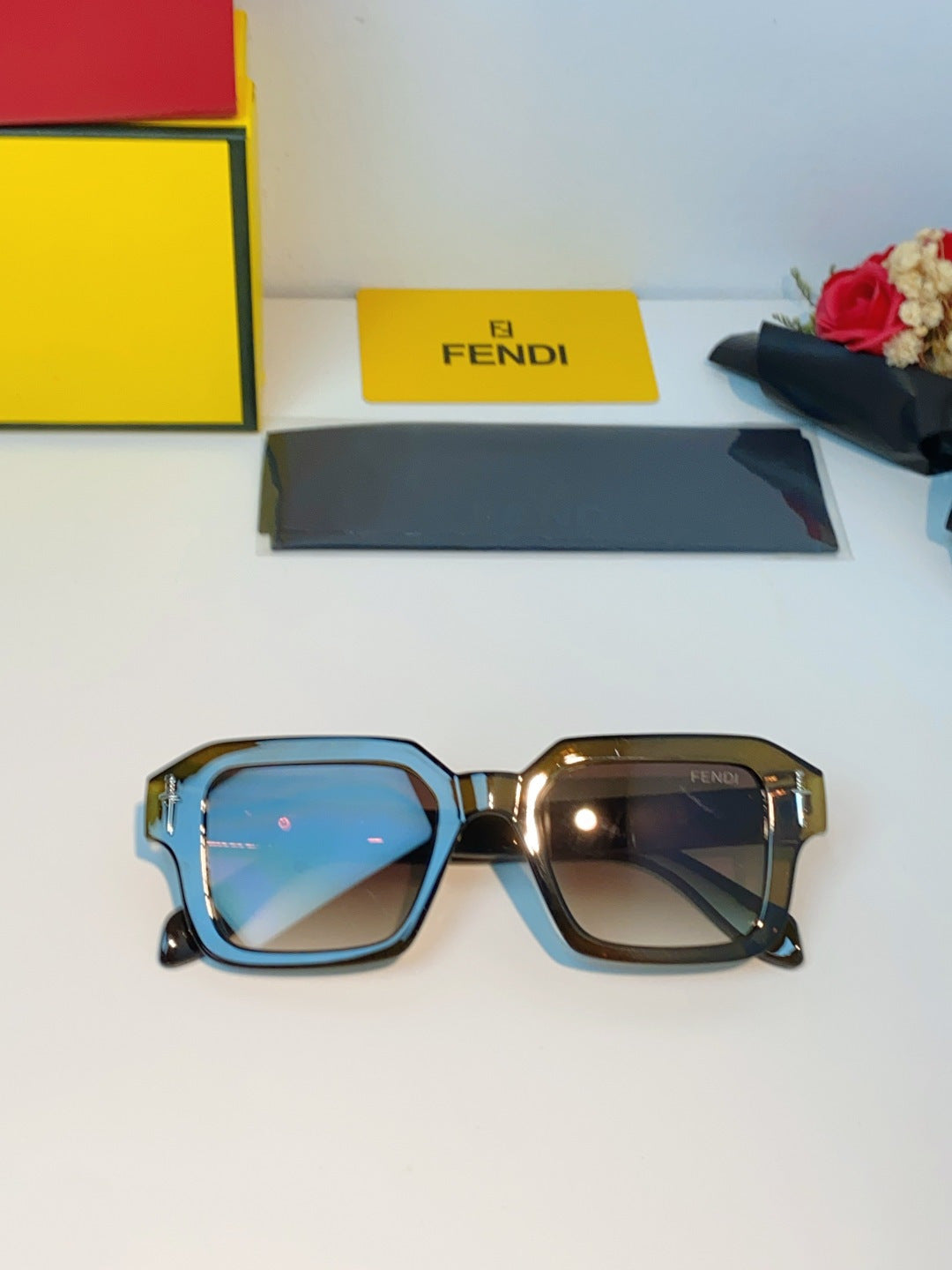 Fendi Metal Square Brown Lens Sunglasses for Men & Women - 466187 - detail image 10