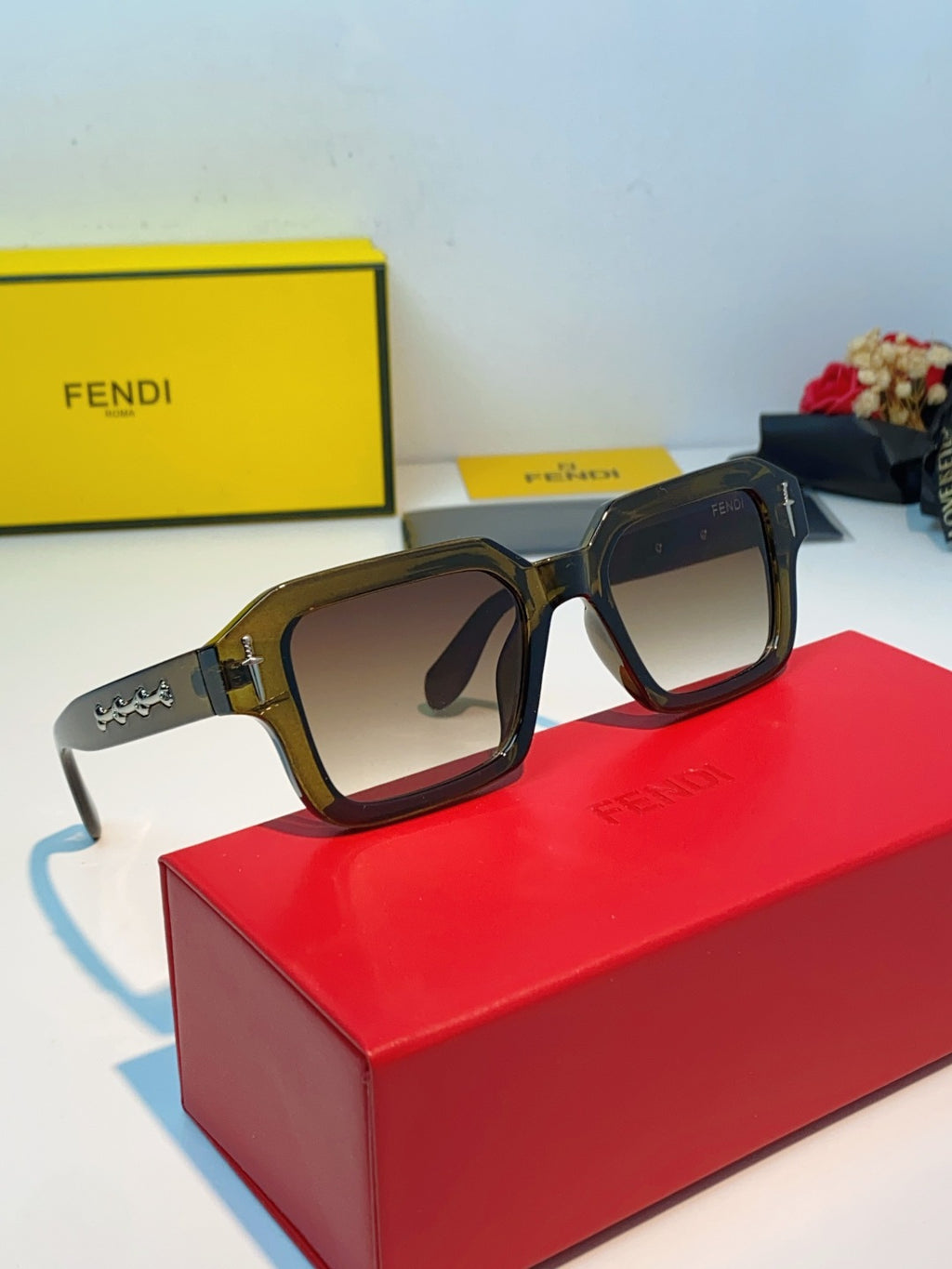 Fendi Metal Square Brown Lens Sunglasses for Men & Women - 466187 - detail image 11