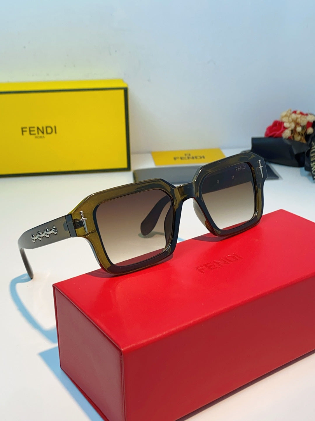 Fendi Metal Square Brown Lens Sunglasses for Men & Women - 466187 - detail image 11