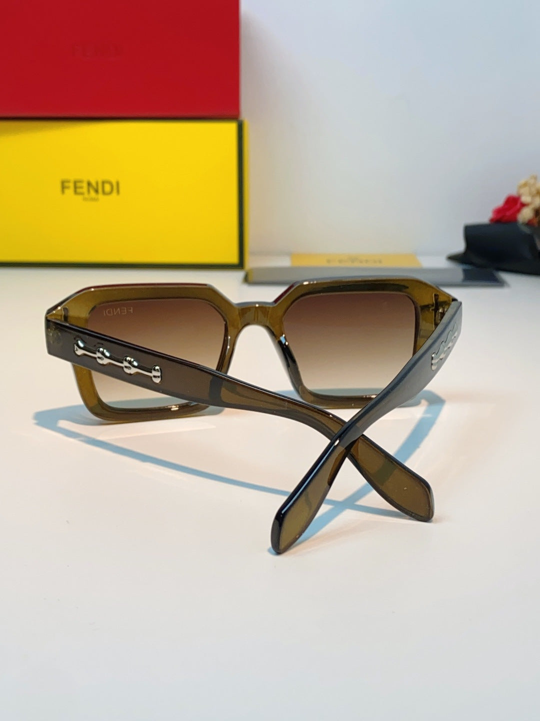 Fendi Metal Square Brown Lens Sunglasses for Men & Women - 466187 - detail image 3
