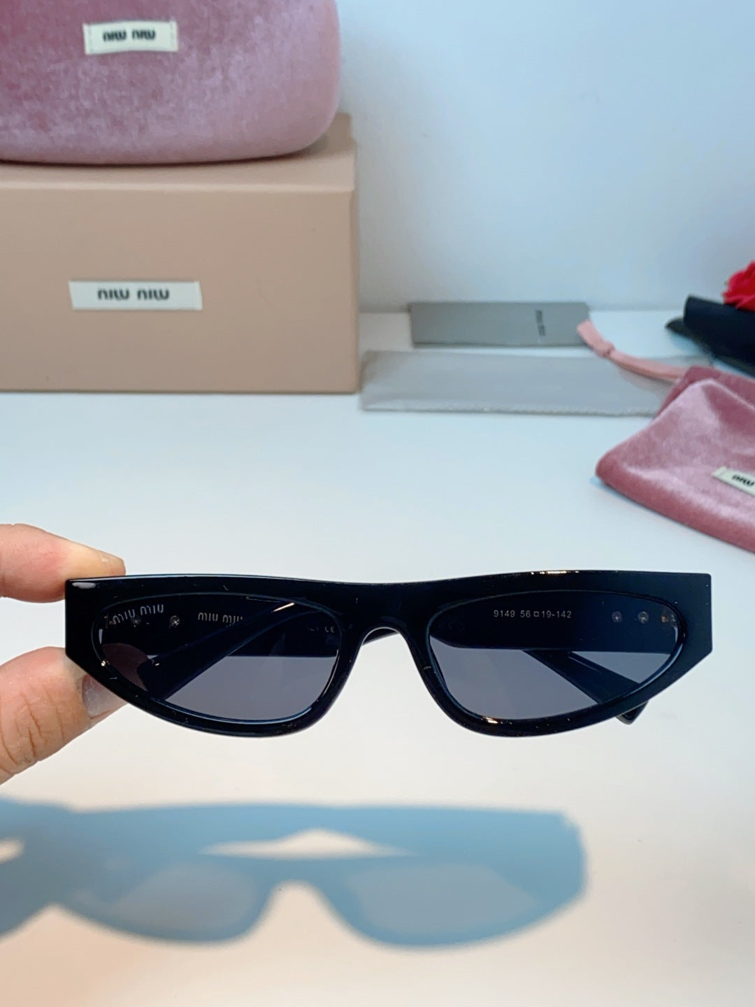 Miu Miu Cat-Eye Black Lens Sunglasses for Men & Women - 487665 - detail image 4