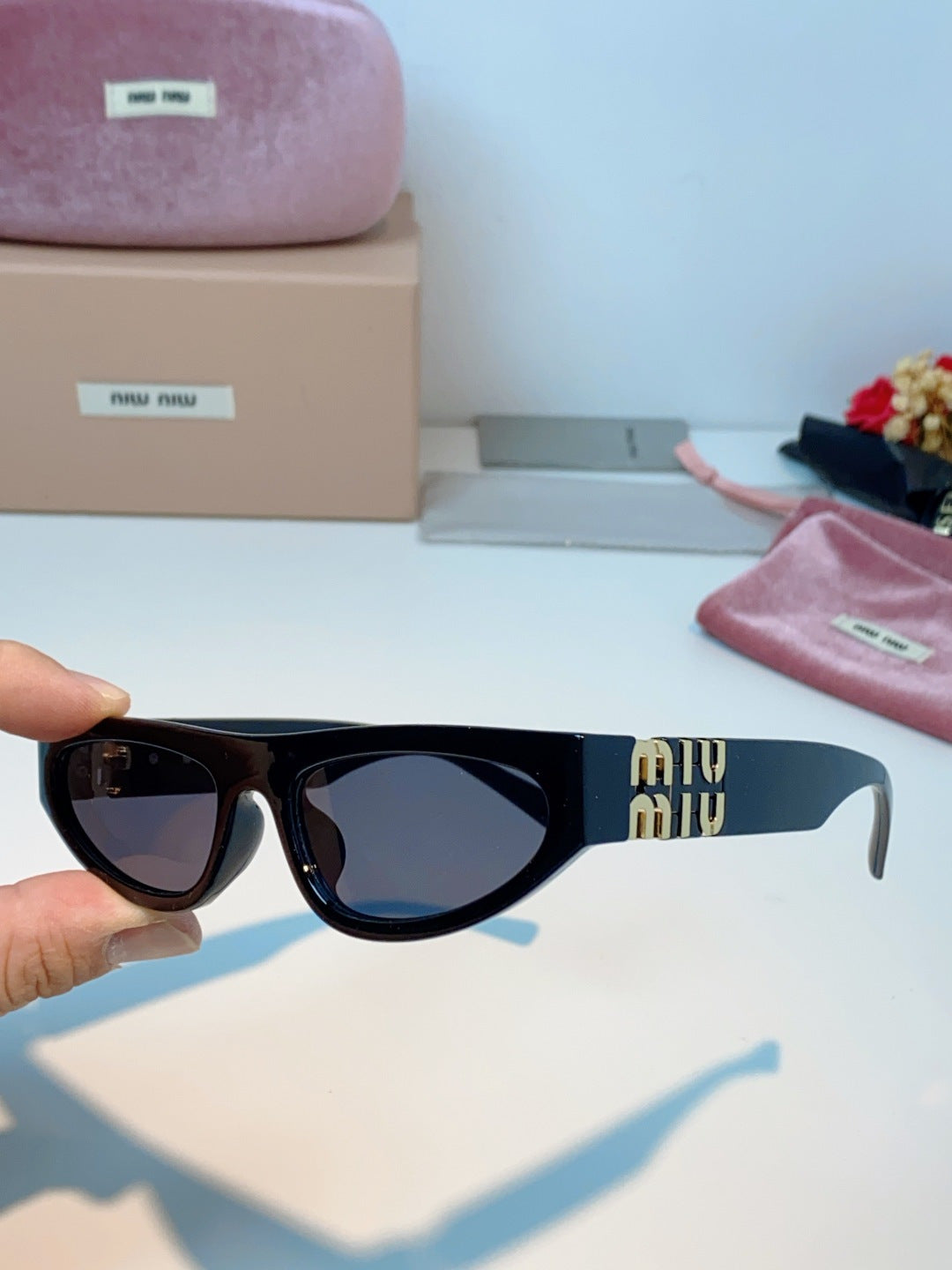 Miu Miu Cat-Eye Black Lens Sunglasses for Men & Women - 487665 - detail image 6