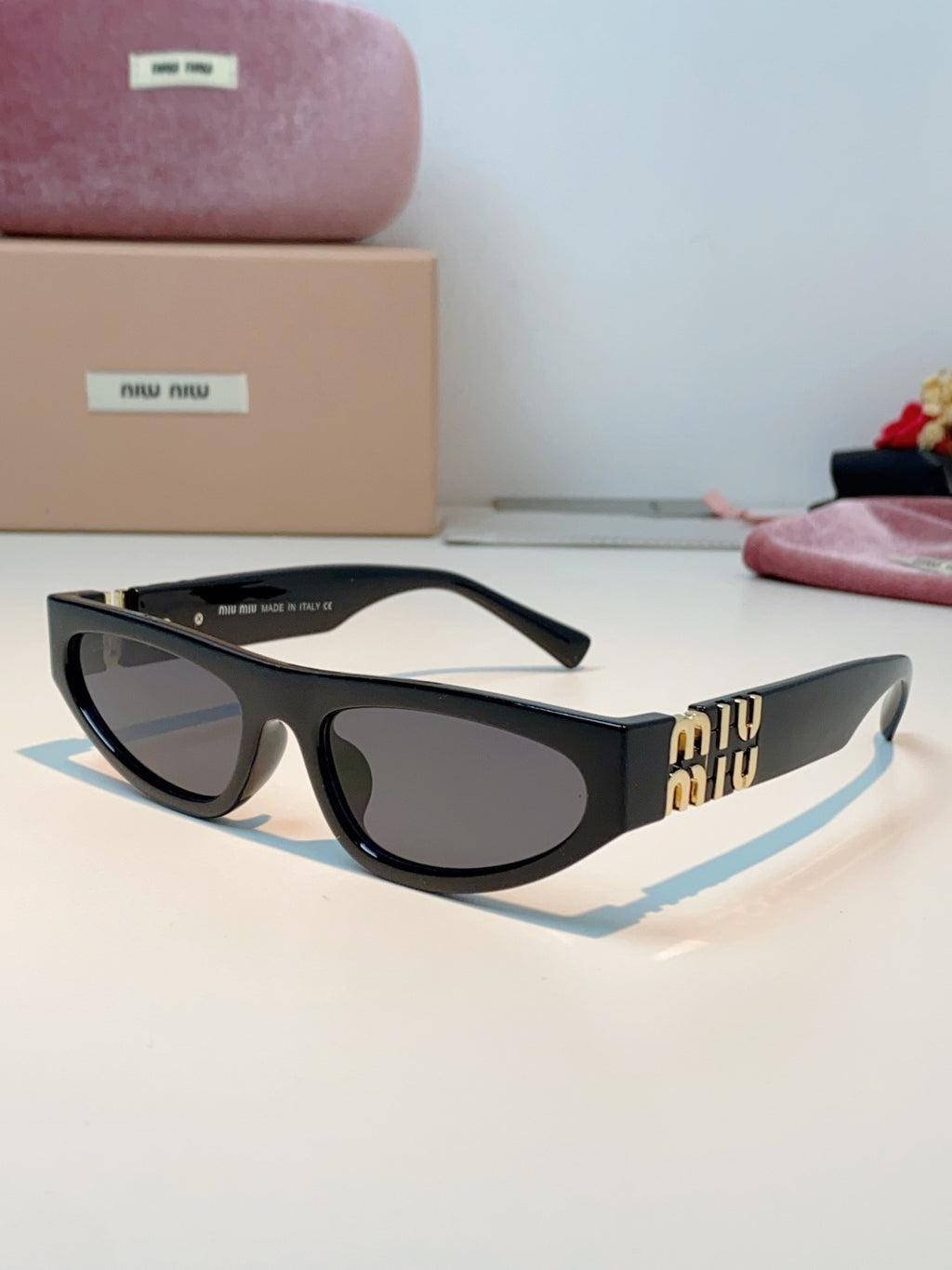 Miu Miu Cat-Eye Black Lens Sunglasses for Men & Women - 487665