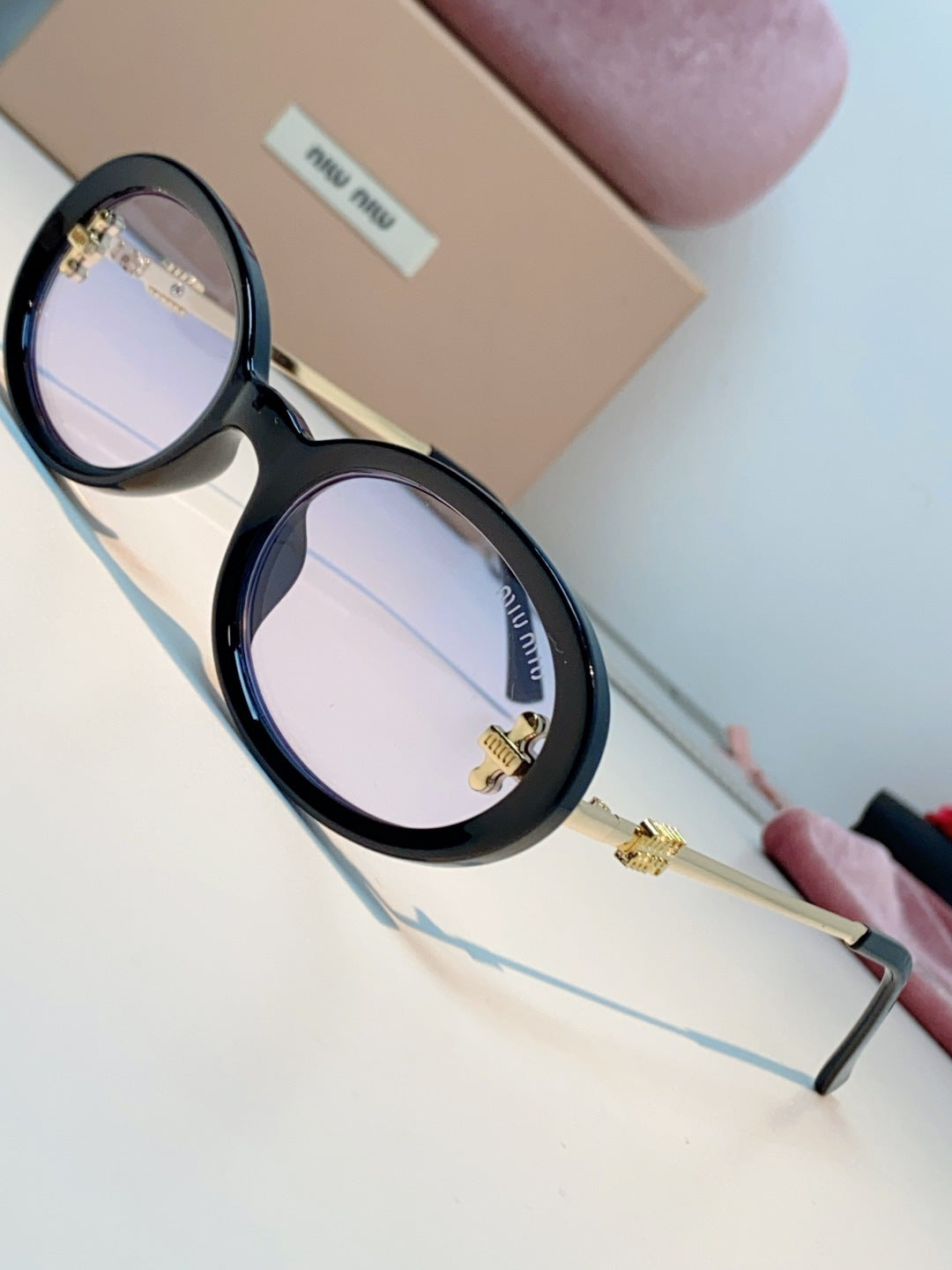 Miu Miu Metal Round Silver Lens Sunglasses for Men & Women - detail image 7