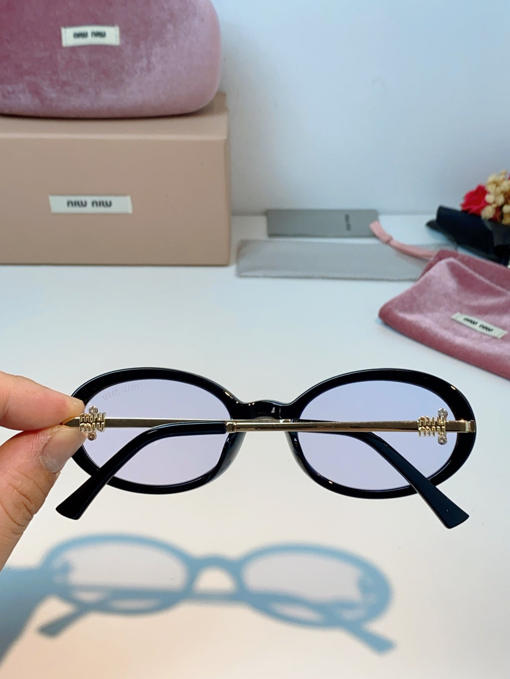 Miu Miu Metal Round Silver Lens Sunglasses for Men & Women - detail image 5