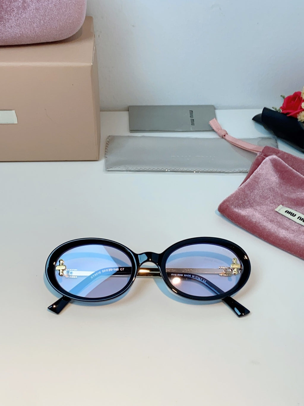 Miu Miu Metal Round Silver Lens Sunglasses for Men & Women - detail image 9