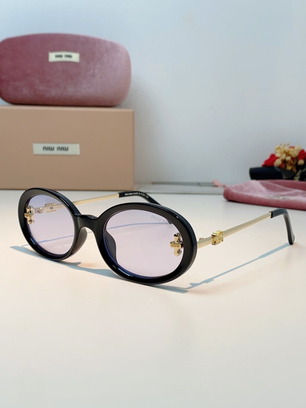 Miu Miu Metal Round Silver Lens Sunglasses for Men & Women