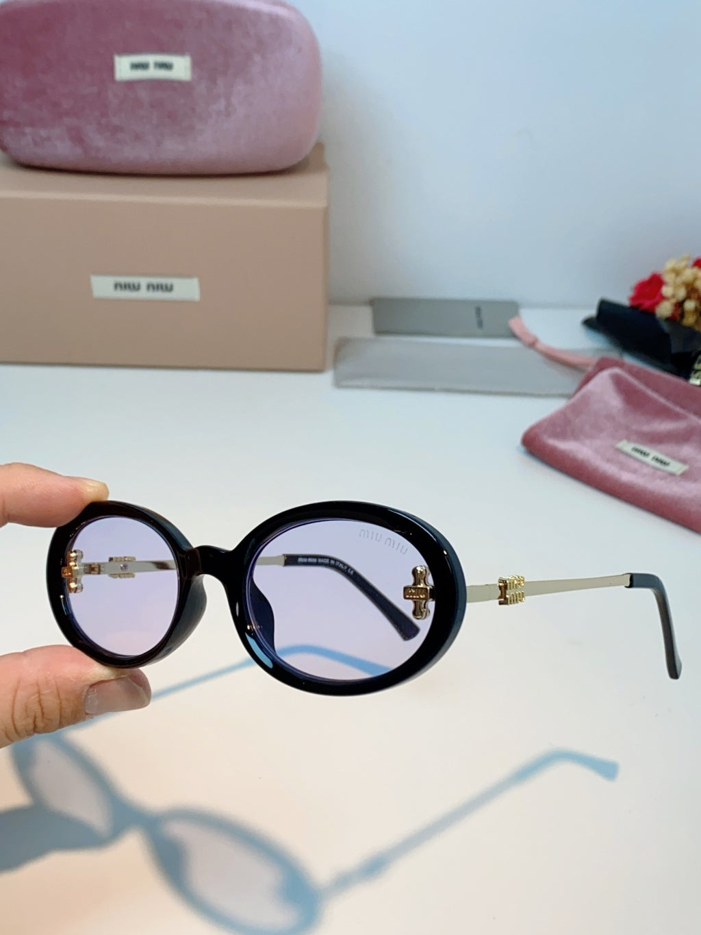 Miu Miu Metal Round Silver Lens Sunglasses for Men & Women - detail image 6