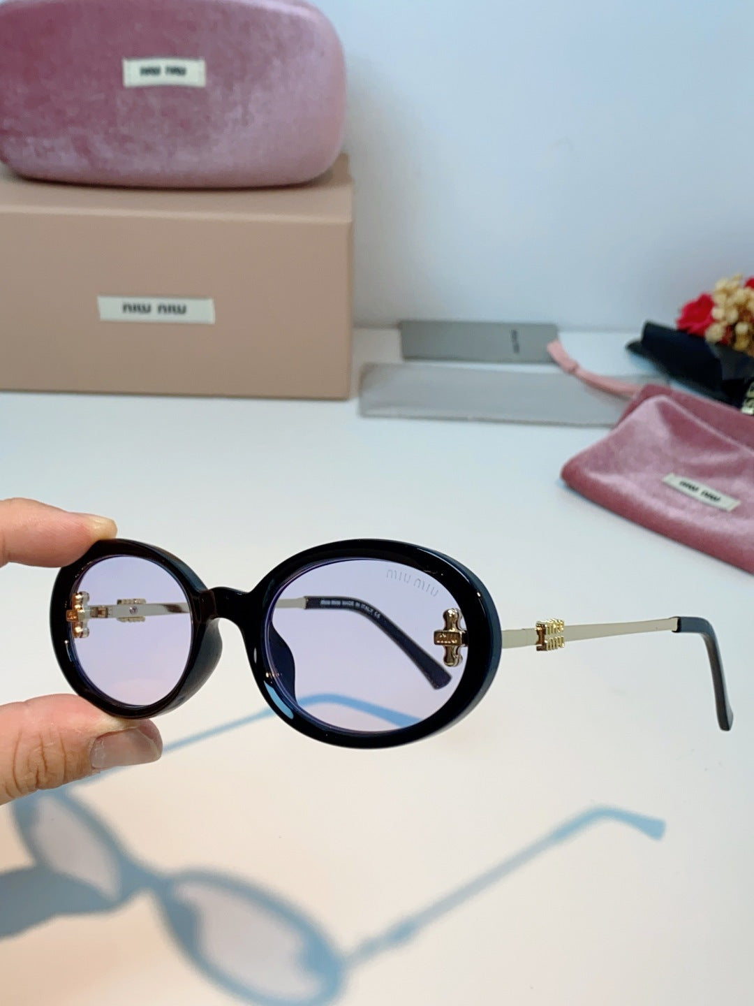 Miu Miu Metal Round Silver Lens Sunglasses for Men & Women - detail image 6