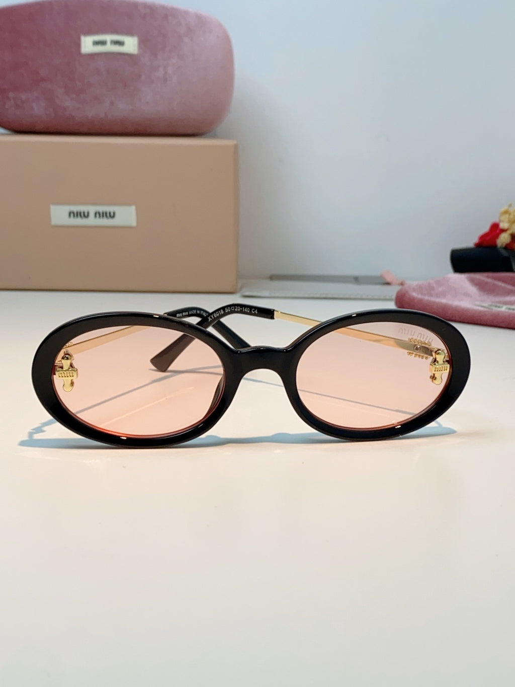 Miu Miu Metal Round Gold Lens Sunglasses for Men & Women - detail image 2