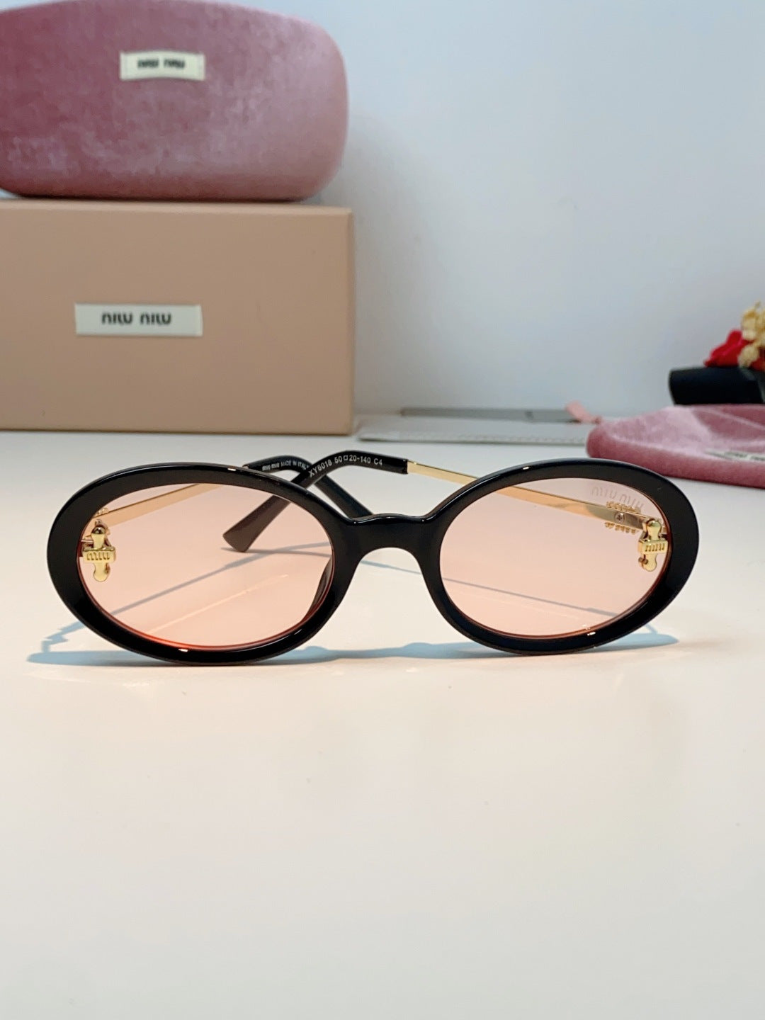Miu Miu Metal Round Gold Lens Sunglasses for Men & Women - detail image 2