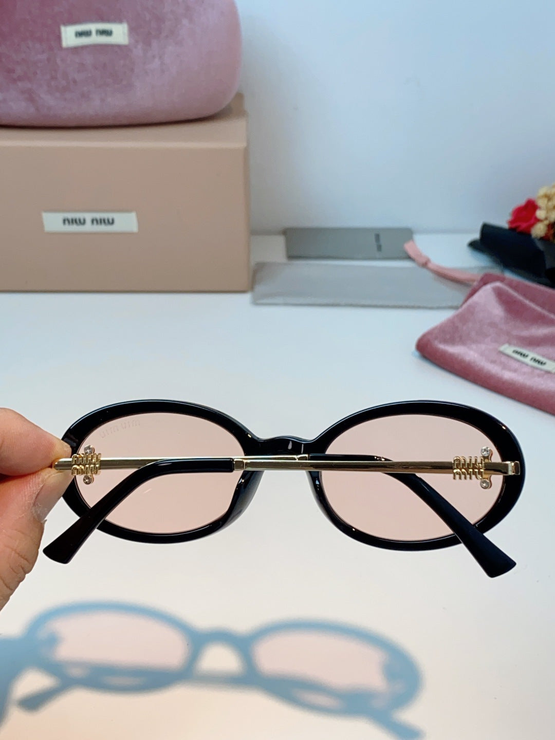 Miu Miu Metal Round Gold Lens Sunglasses for Men & Women - detail image 5