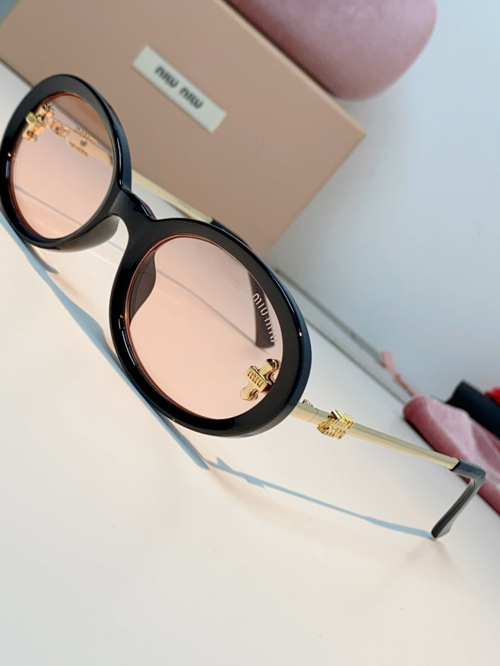 Miu Miu Metal Round Gold Lens Sunglasses for Men & Women - detail image 7