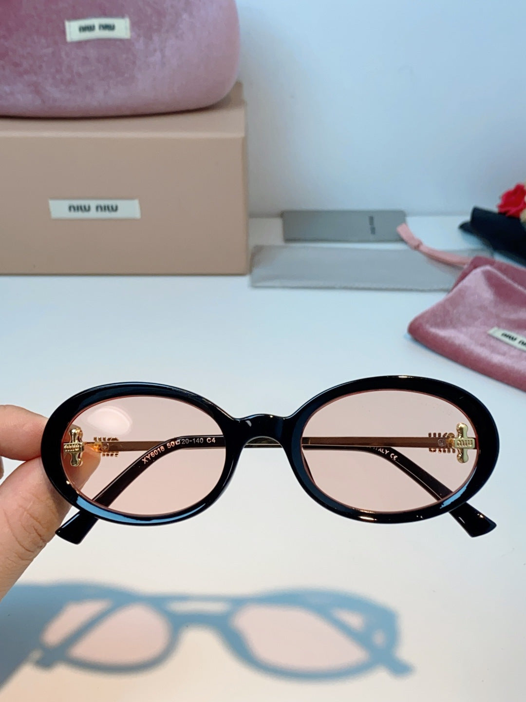 Miu Miu Metal Round Gold Lens Sunglasses for Men & Women - detail image 4