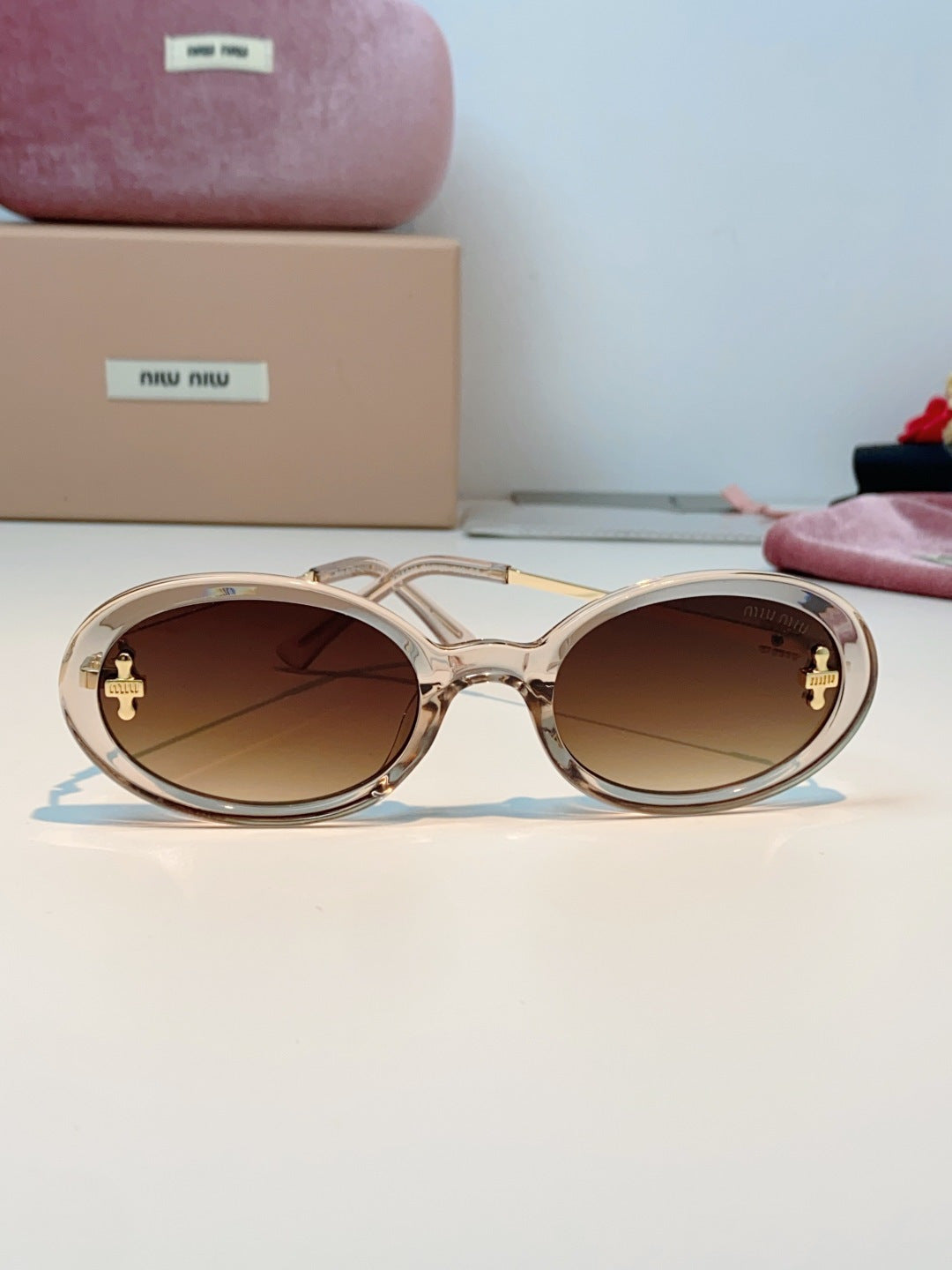 Miu Miu Metal Round Brown Lens Sunglasses for Men & Women - 487745 - detail image 2