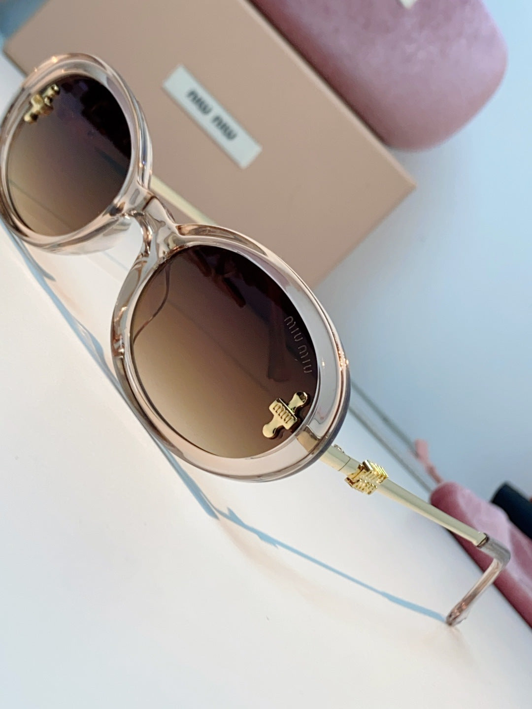 Miu Miu Metal Round Brown Lens Sunglasses for Men & Women - 487745 - detail image 7