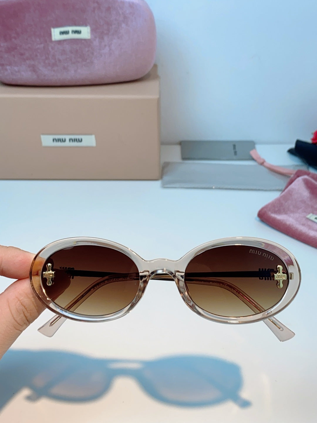 Miu Miu Metal Round Brown Lens Sunglasses for Men & Women - 487745 - detail image 4