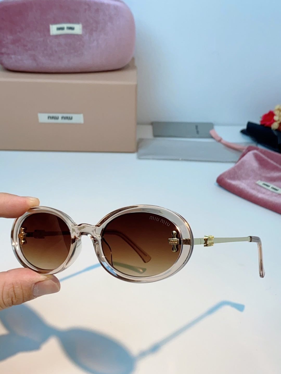 Miu Miu Metal Round Brown Lens Sunglasses for Men & Women - 487745 - detail image 6