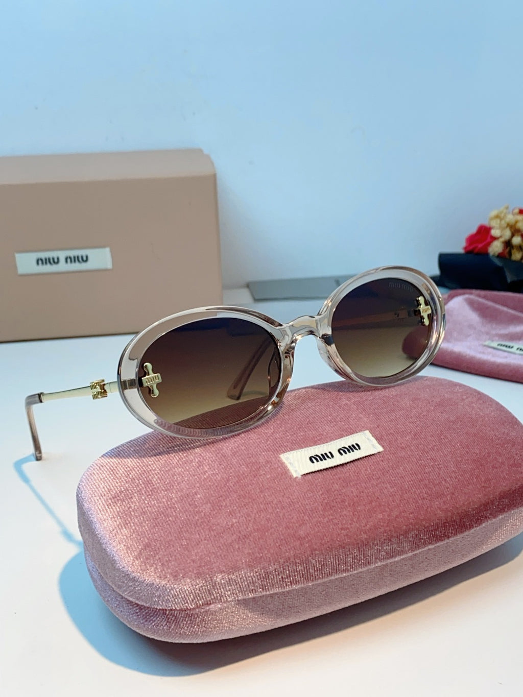 Miu Miu Metal Round Brown Lens Sunglasses for Men & Women - 487745 - detail image 10