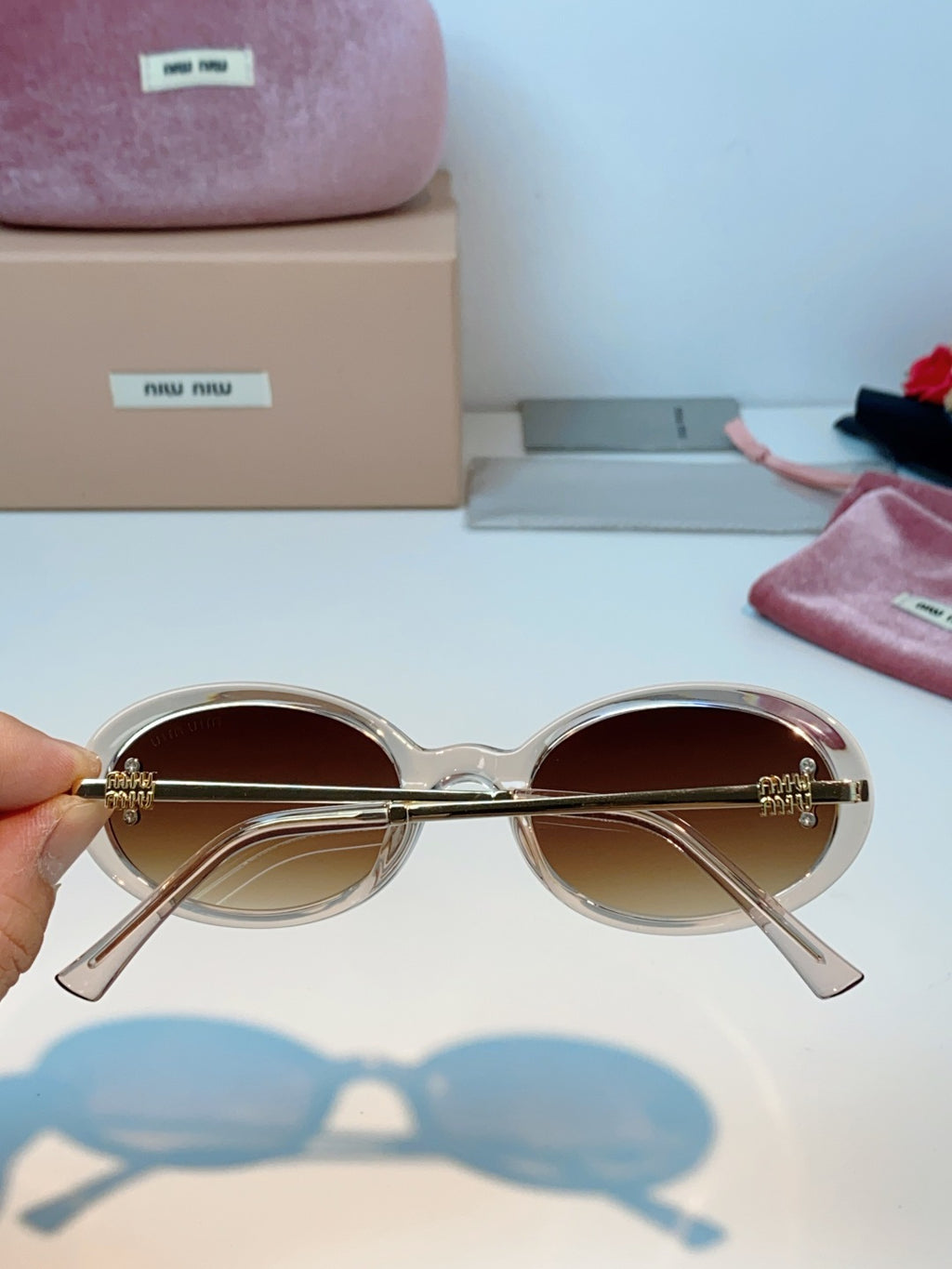 Miu Miu Metal Round Brown Lens Sunglasses for Men & Women - 487745 - detail image 5