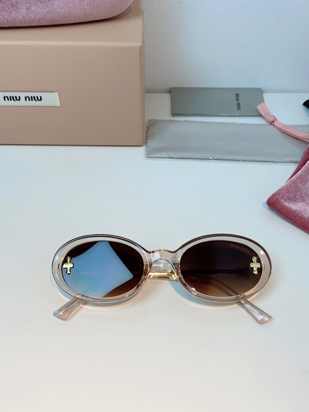 Miu Miu Metal Round Brown Lens Sunglasses for Men & Women - 487745 - detail image 9