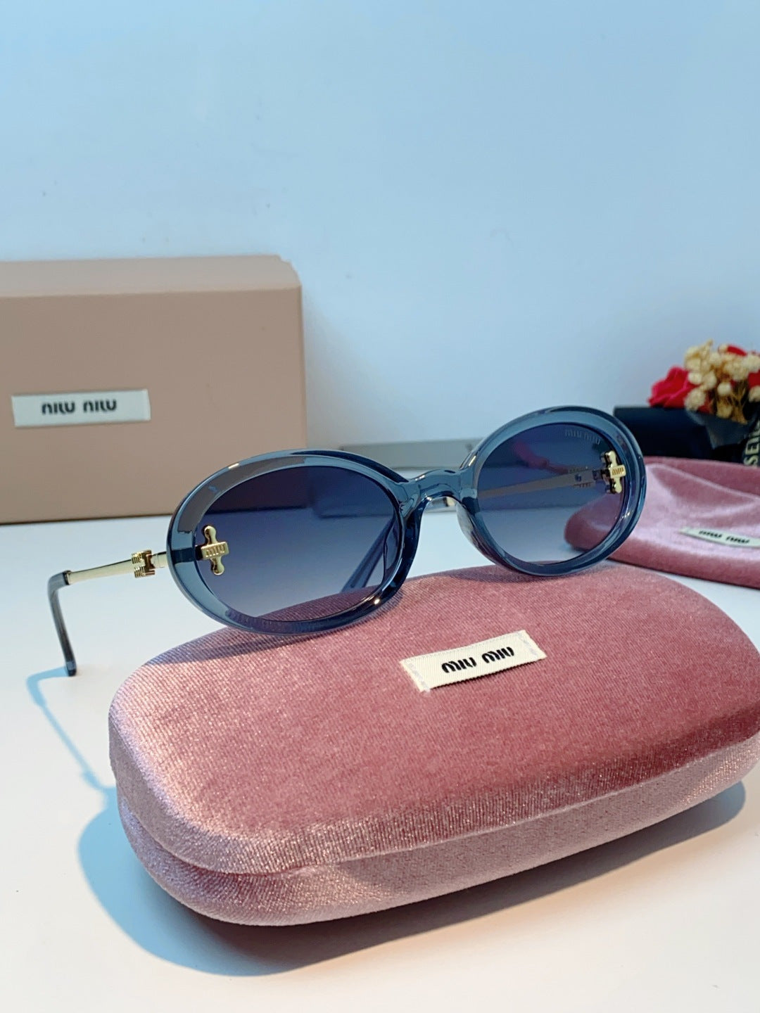 Miu Miu Metal Round Gray Lens Sunglasses for Men & Women - detail image 10