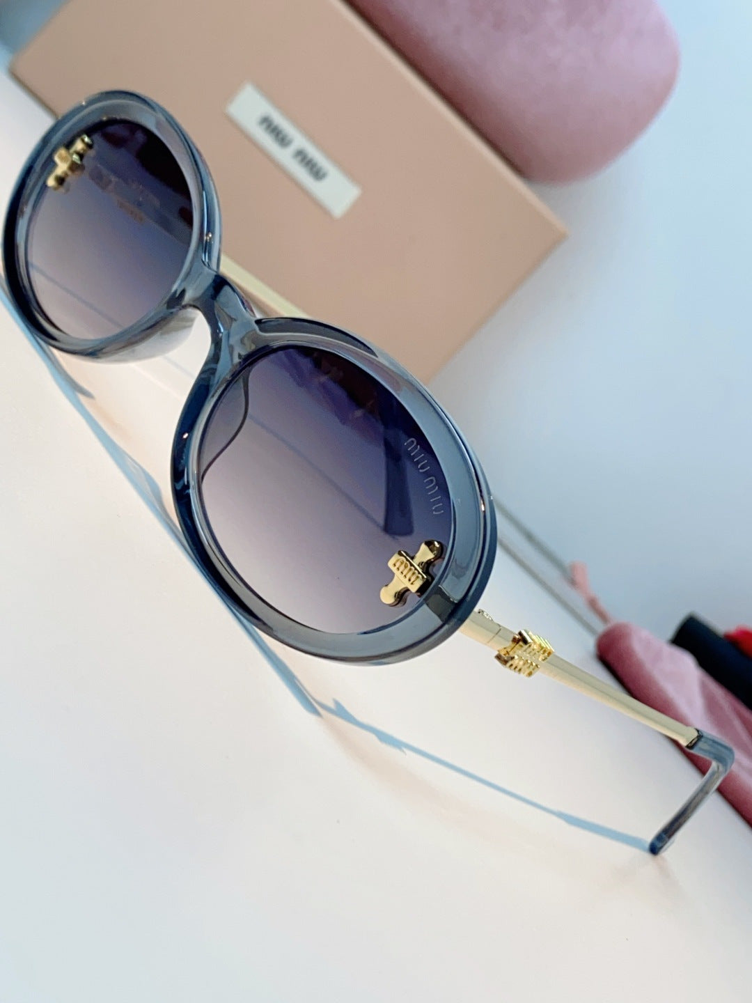 Miu Miu Metal Round Gray Lens Sunglasses for Men & Women - detail image 7