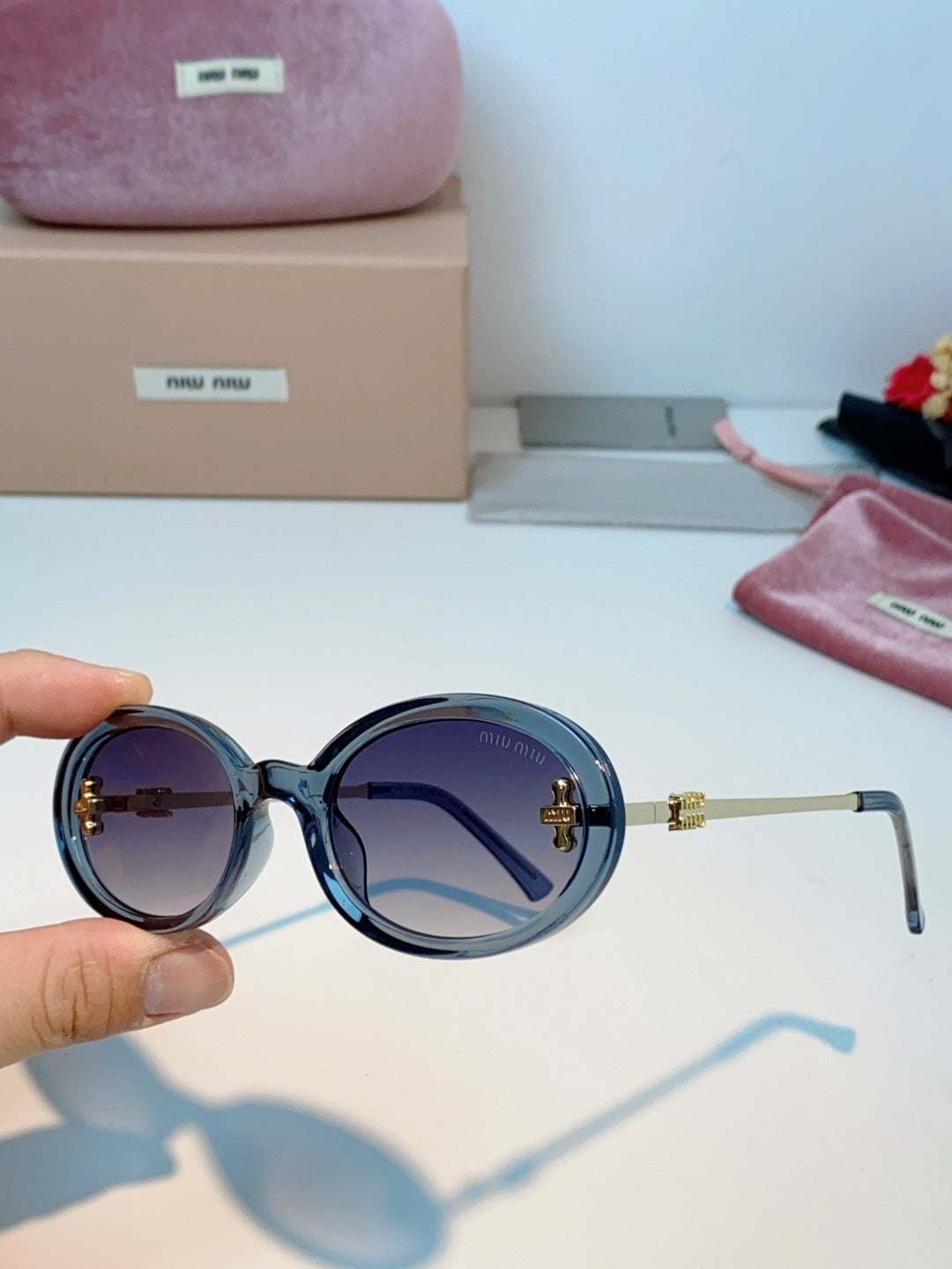Miu Miu Metal Round Gray Lens Sunglasses for Men & Women - detail image 6