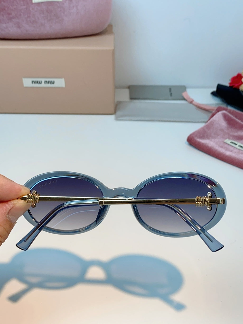 Miu Miu Metal Round Gray Lens Sunglasses for Men & Women - detail image 5