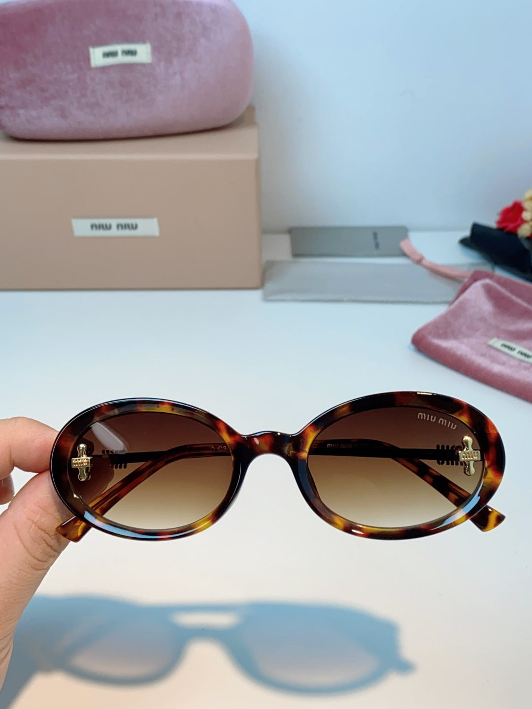 Miu Miu Metal Round Brown Lens Sunglasses for Men & Women - detail image 4