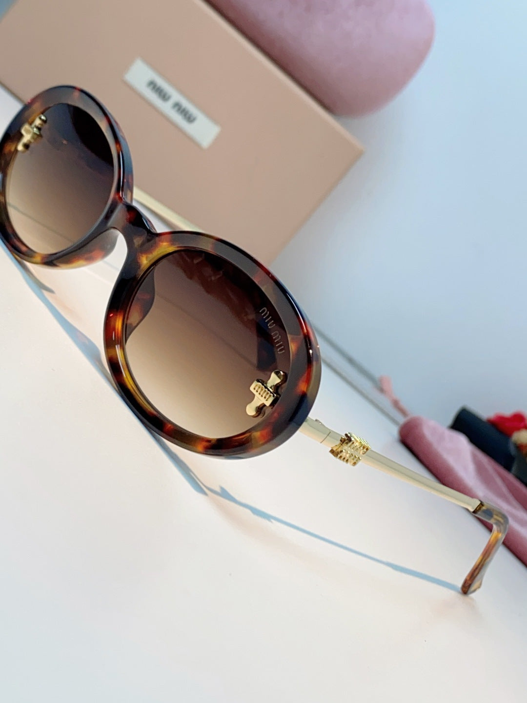 Miu Miu Metal Round Brown Lens Sunglasses for Men & Women - detail image 7