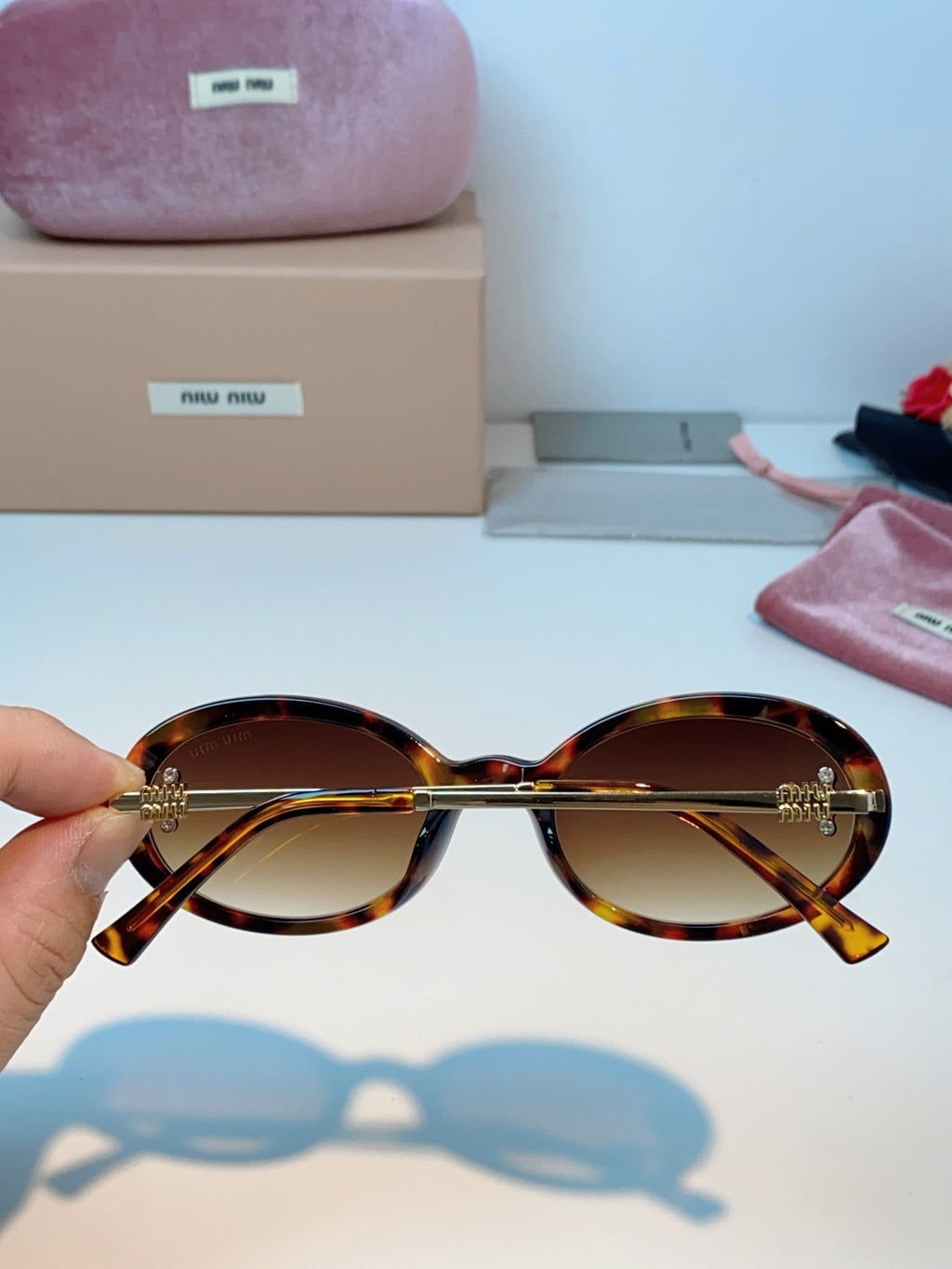 Miu Miu Metal Round Brown Lens Sunglasses for Men & Women - detail image 5