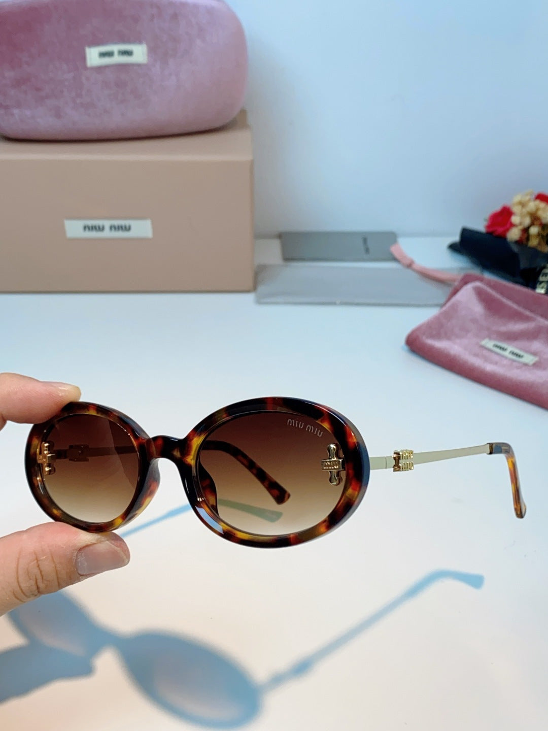 Miu Miu Metal Round Brown Lens Sunglasses for Men & Women - detail image 6