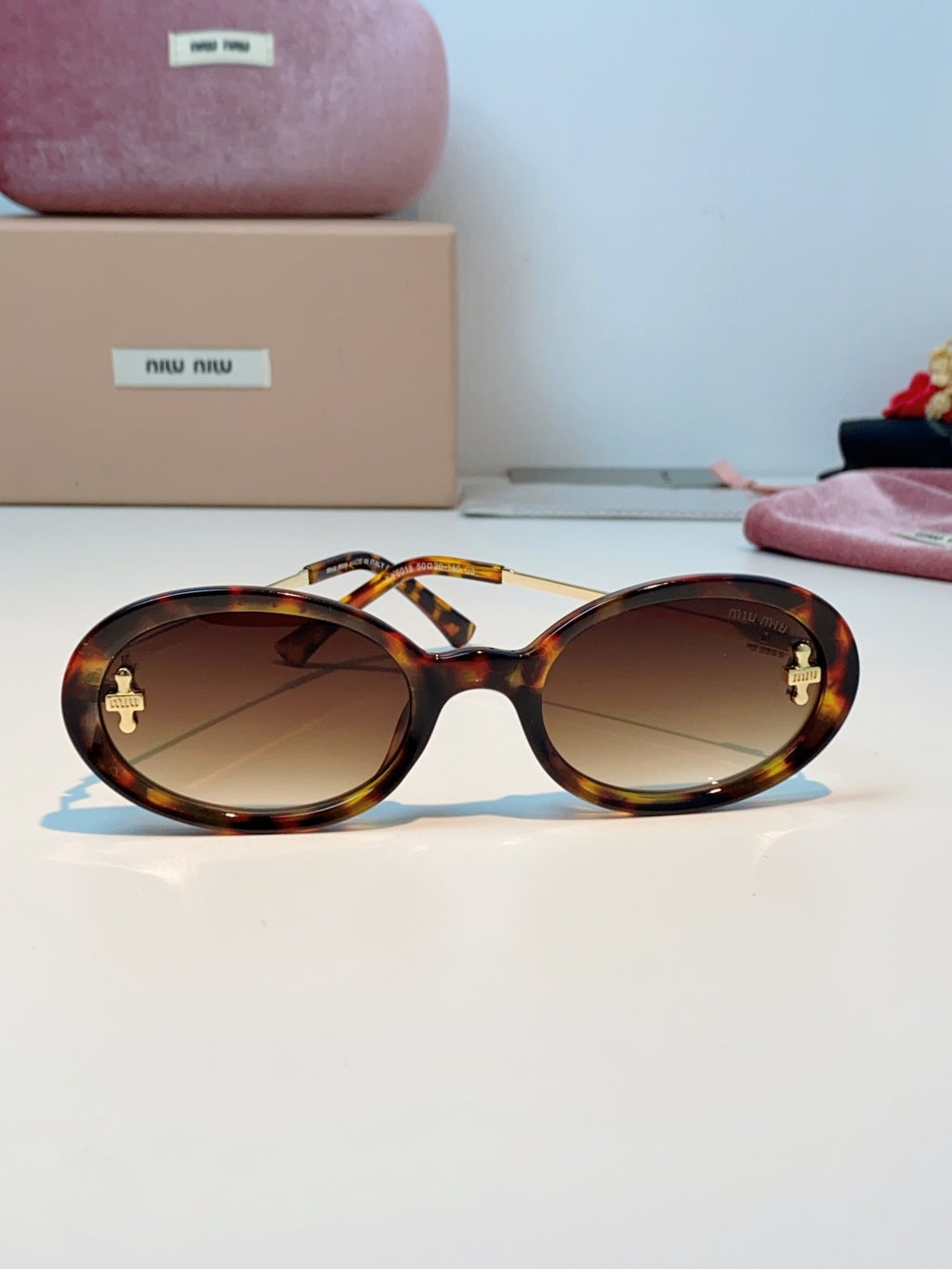 Miu Miu Metal Round Brown Lens Sunglasses for Men & Women - detail image 2