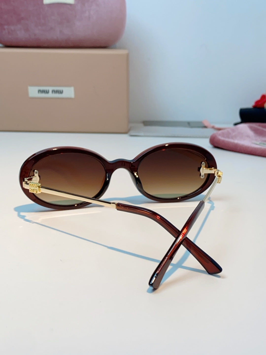 Miu Miu Metal Round Red Lens Sunglasses for Men & Women - detail image 3
