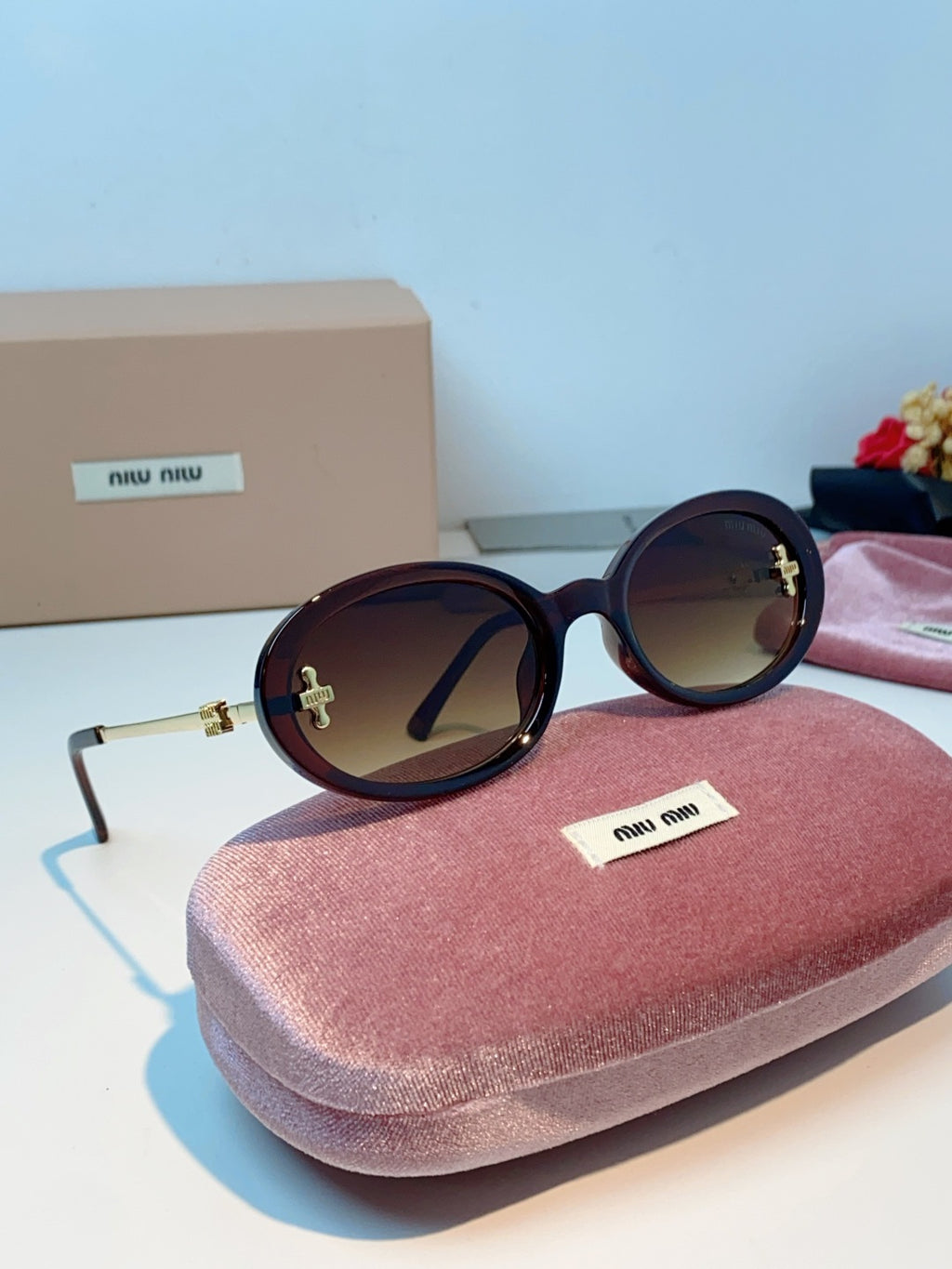 Miu Miu Metal Round Red Lens Sunglasses for Men & Women - detail image 10