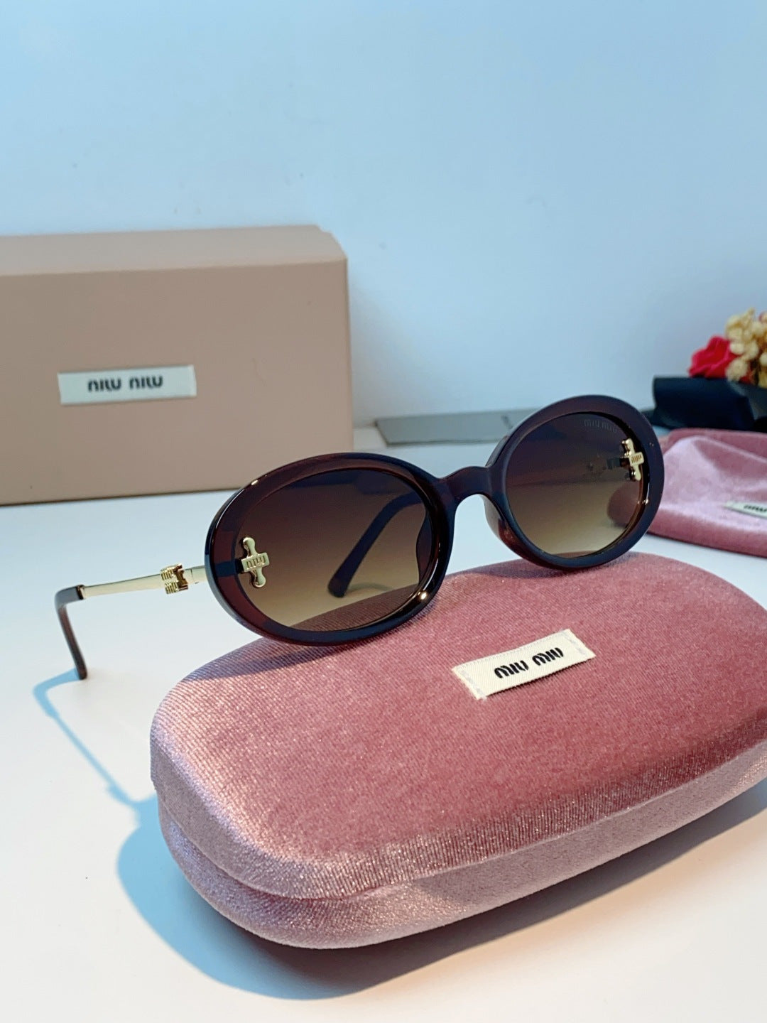 Miu Miu Metal Round Red Lens Sunglasses for Men & Women - detail image 10