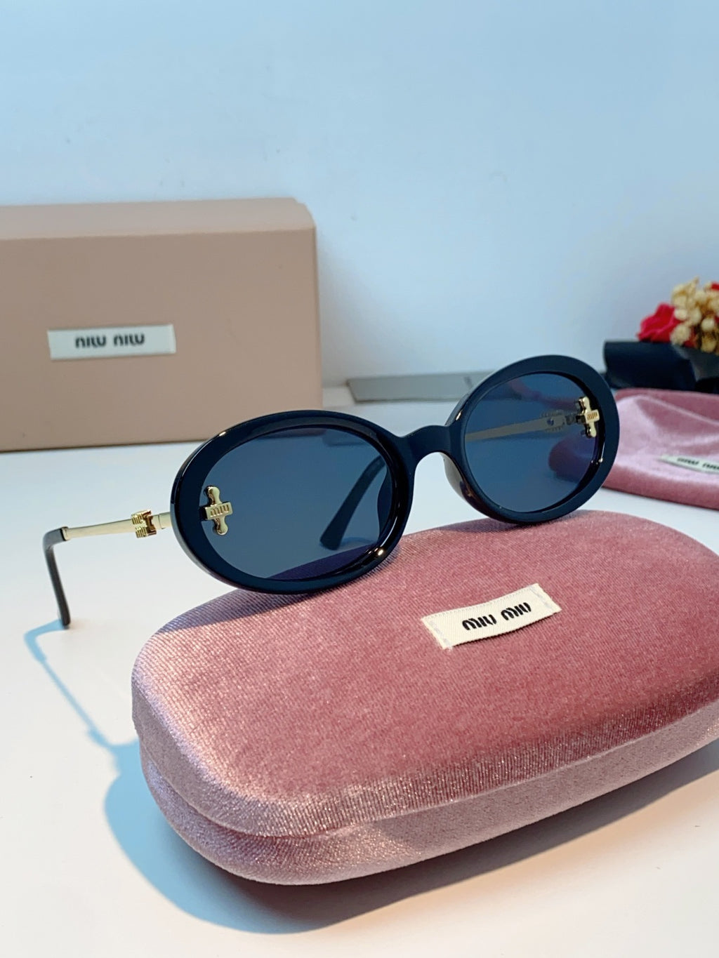 Miu Miu Metal Round Black Lens Sunglasses for Men & Women - detail image 10
