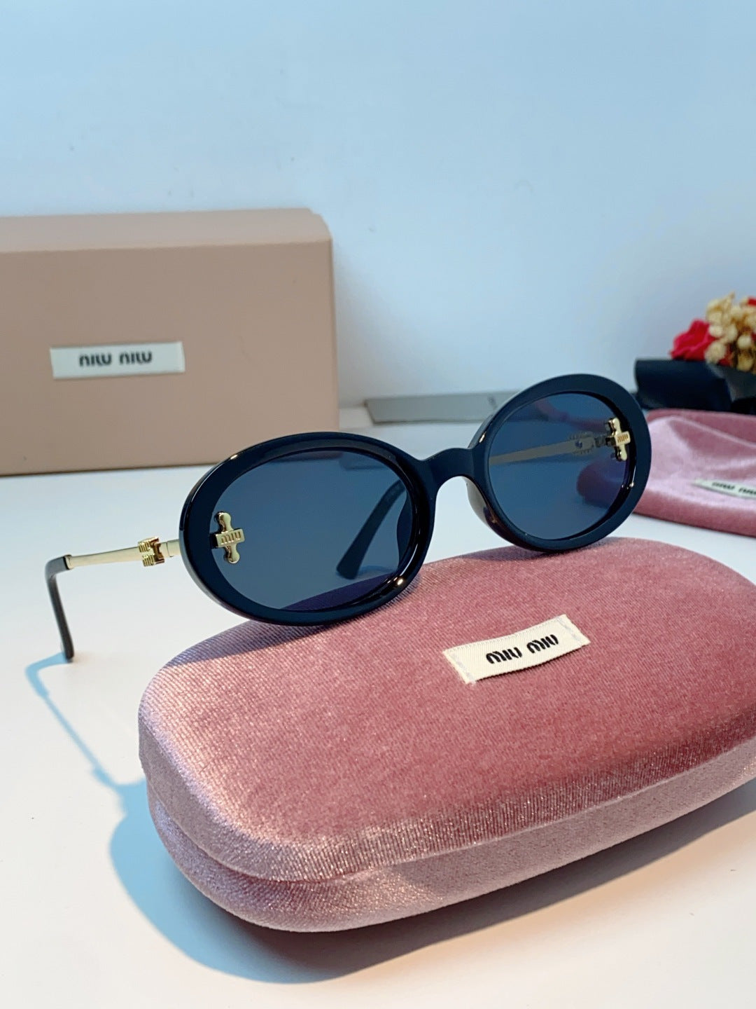 Miu Miu Metal Round Black Lens Sunglasses for Men & Women - detail image 10