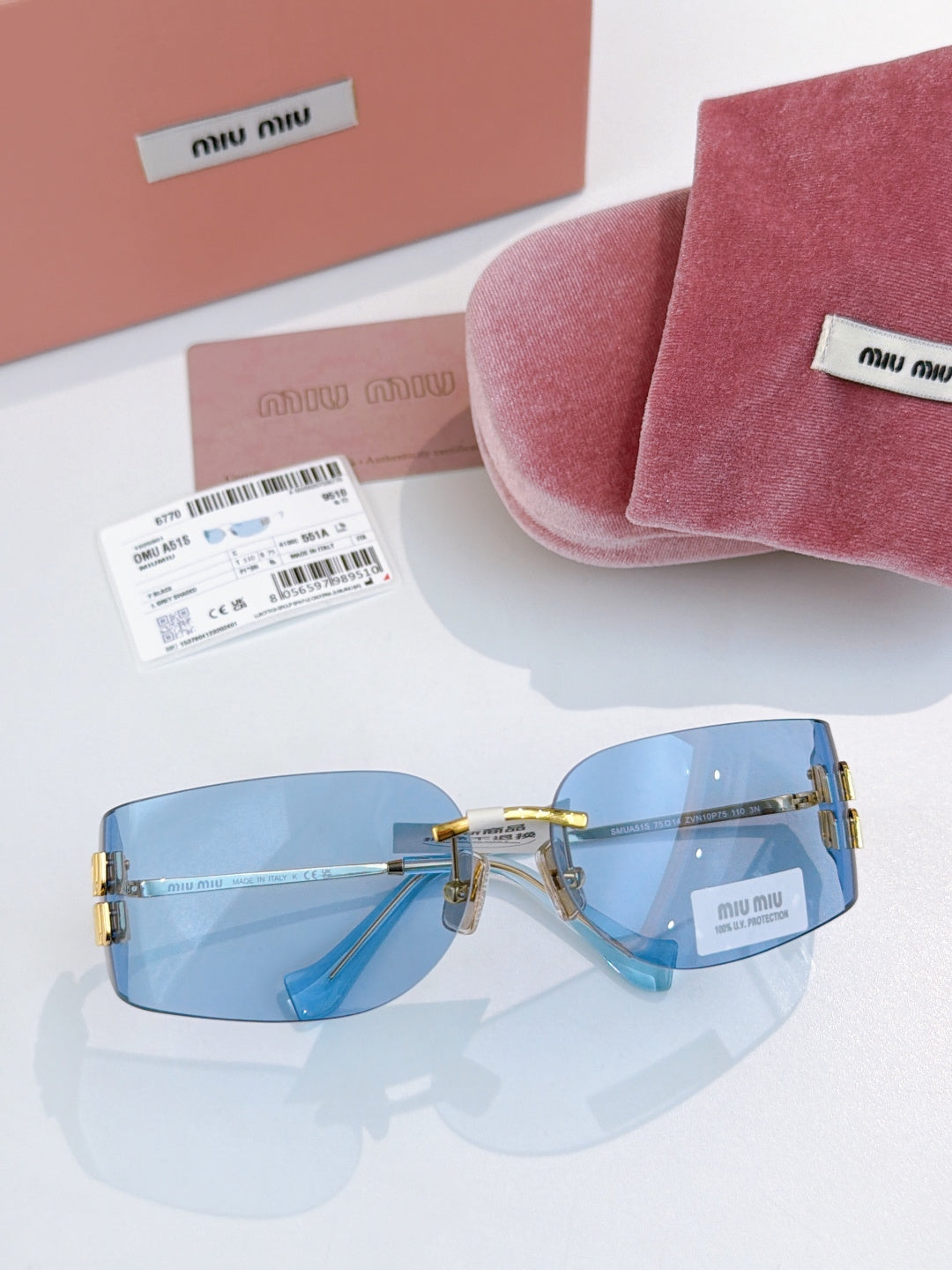 Miu Miu SMUA51S Fashion Blue Lens Sunglasses for Men & Women - detail image 4