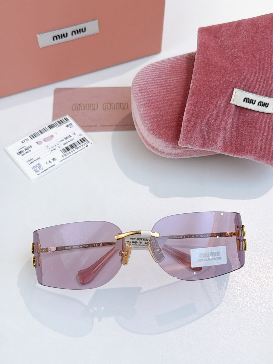Miu Miu SMUA51S Fashion Blue Lens Sunglasses for Men & Women - detail image 5