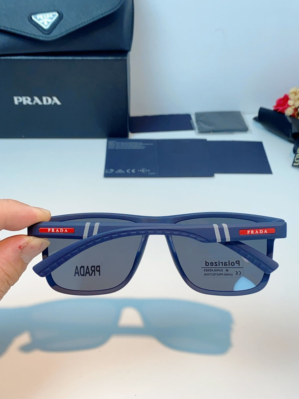 Prada Polarized Fashion Blue Lens Sunglasses for Men - 358446 - detail image 5
