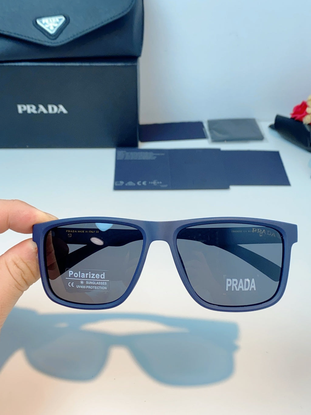 Prada Polarized Fashion Blue Lens Sunglasses for Men - 358446 - detail image 4