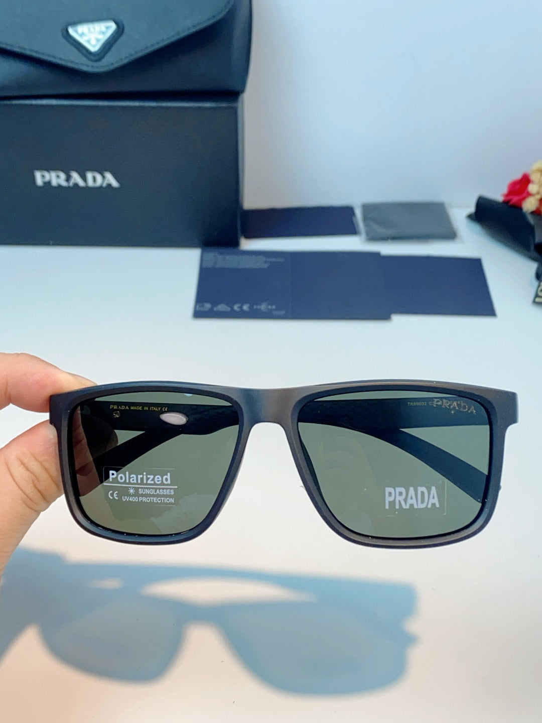 Prada Polarized Fashion Blue Lens Sunglasses for Men - 358448 - detail image 4