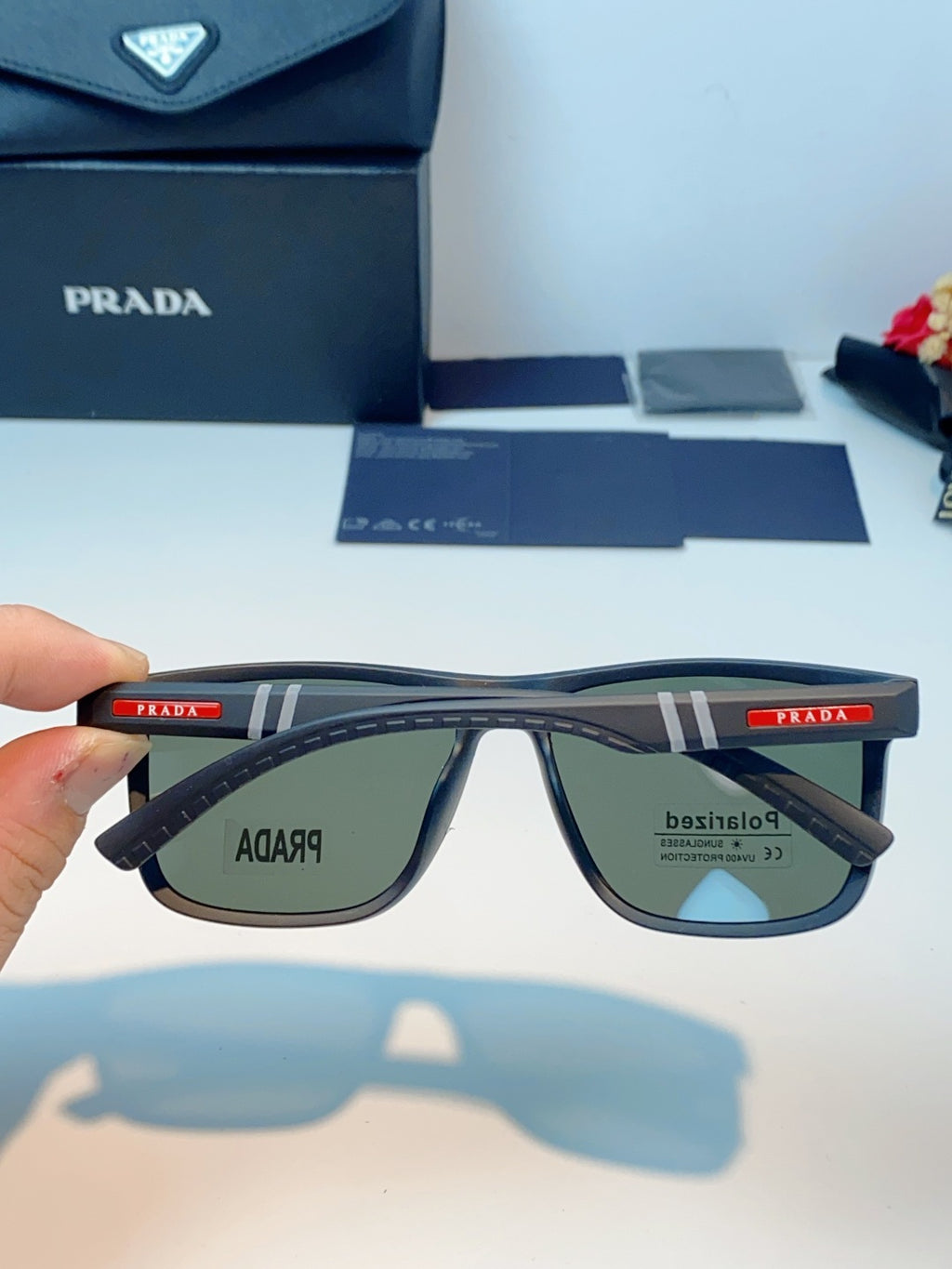 Prada Polarized Fashion Blue Lens Sunglasses for Men - 358448 - detail image 5