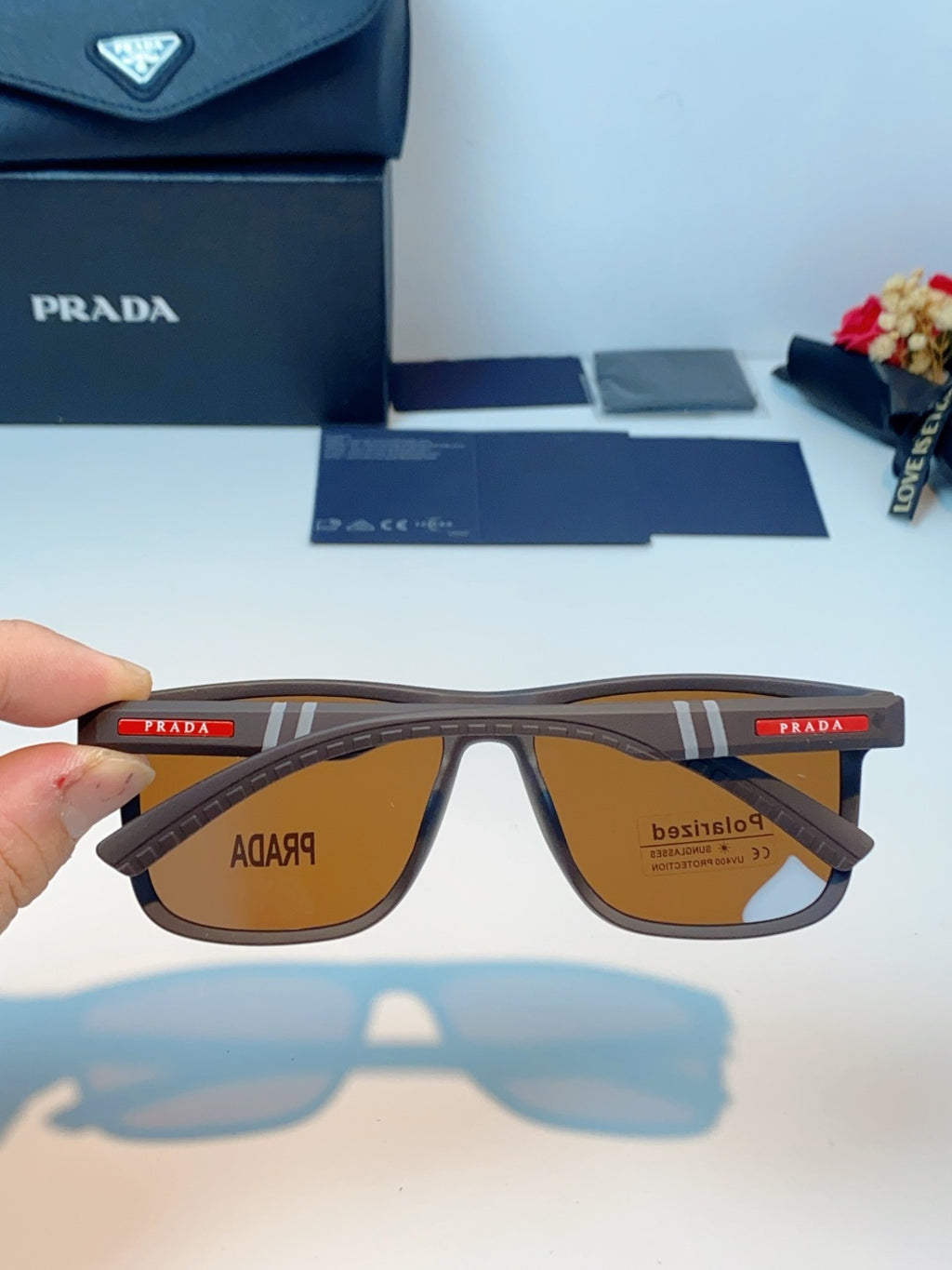 Prada Polarized Fashion Brown Lens Sunglasses for Men - 358450 - detail image 5