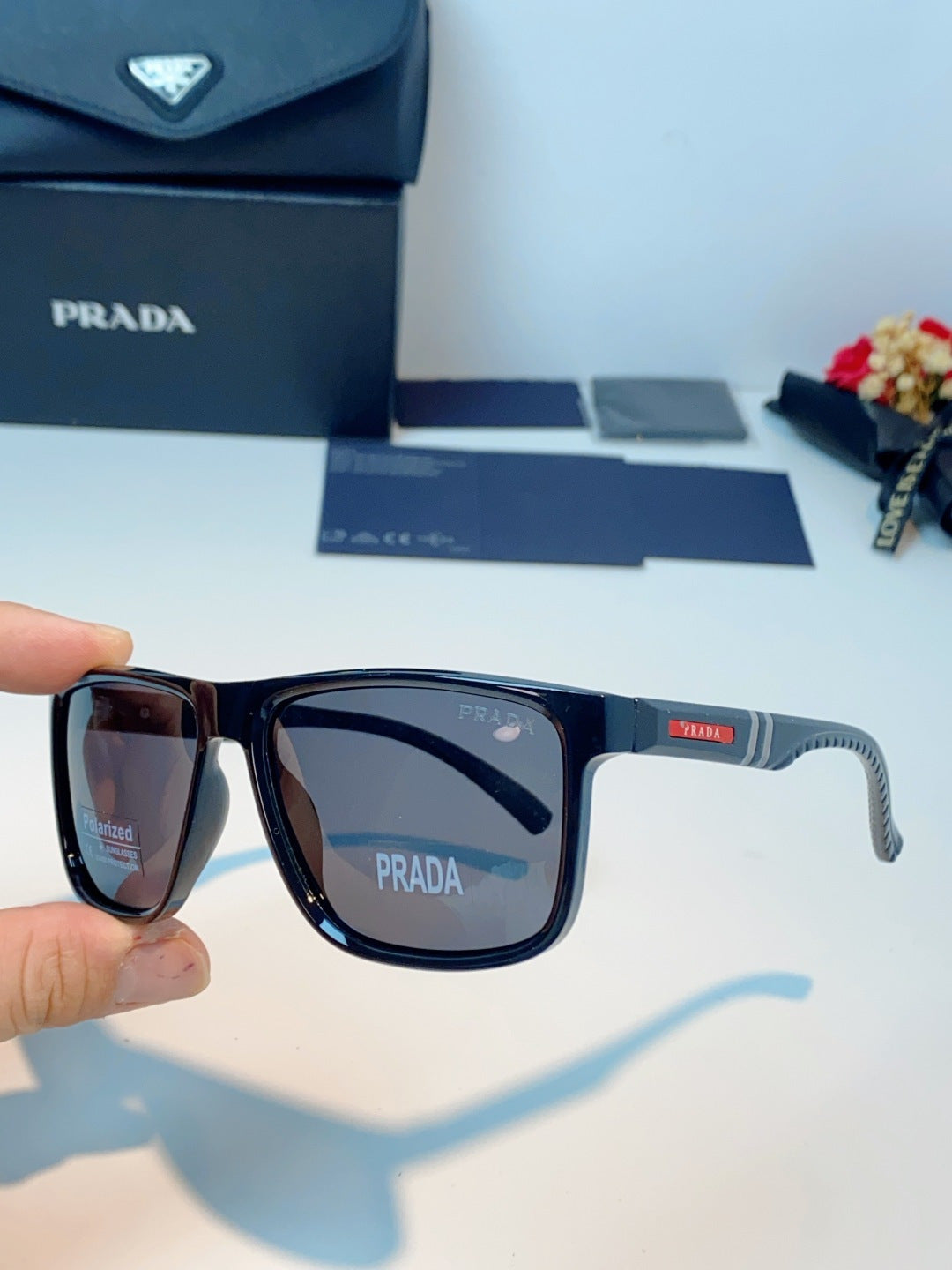 Prada Polarized Fashion Blue Lens Sunglasses for Men - detail image 6