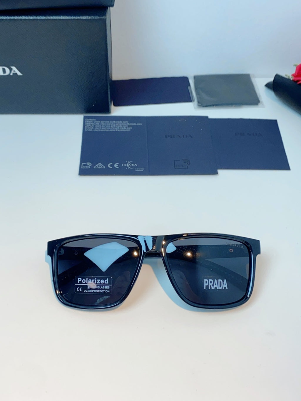 Prada Polarized Fashion Blue Lens Sunglasses for Men - detail image 9