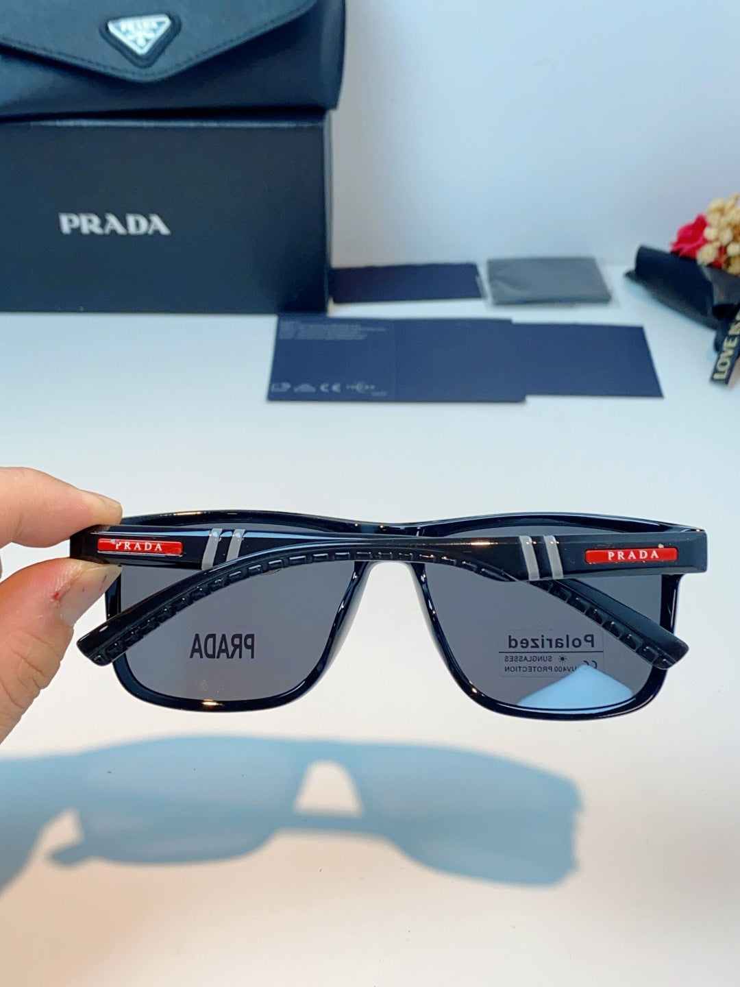 Prada Polarized Fashion Blue Lens Sunglasses for Men - detail image 5