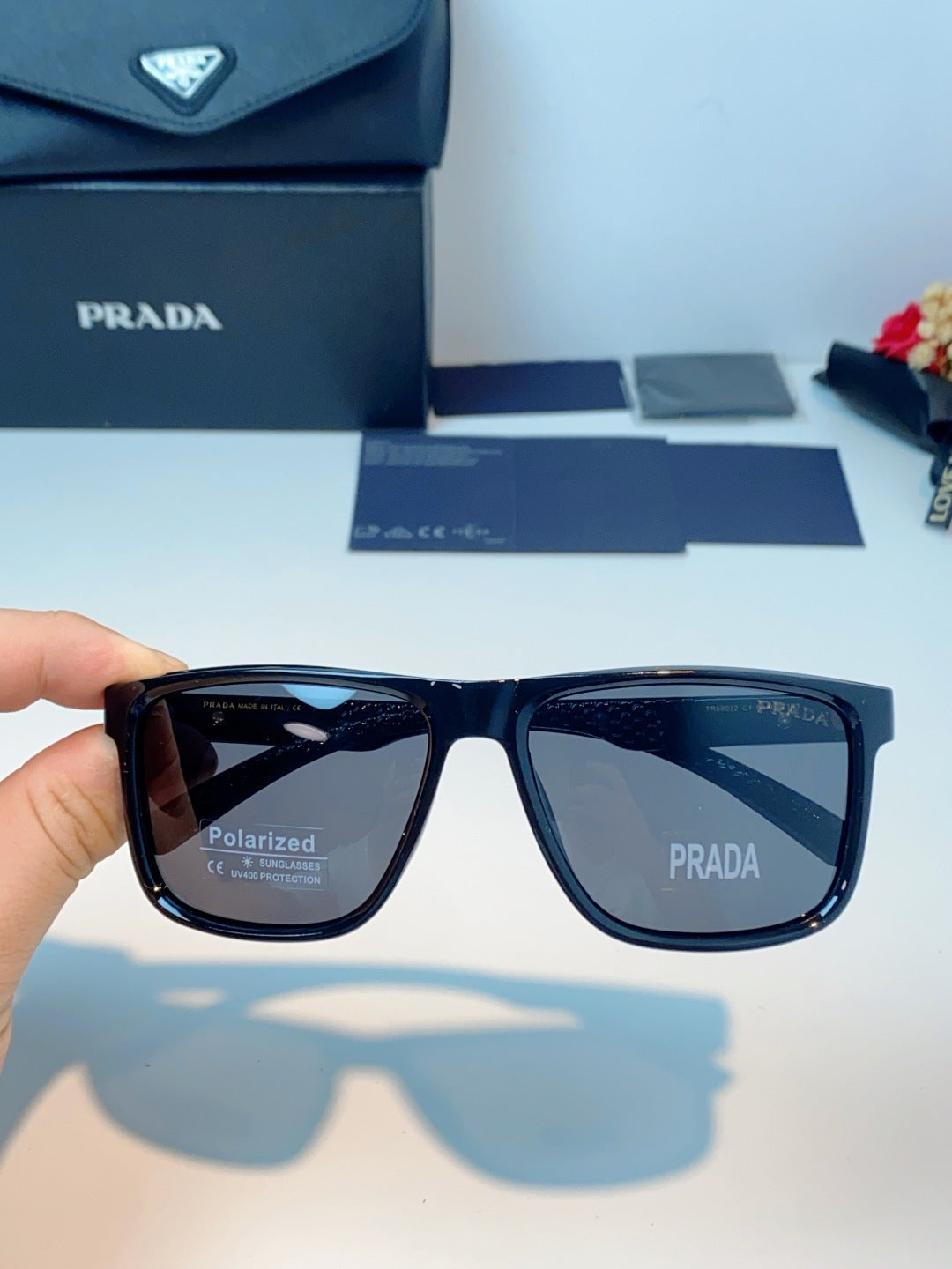 Prada Polarized Fashion Blue Lens Sunglasses for Men - detail image 4
